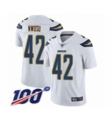 Men's Los Angeles Chargers #42 Uchenna Nwosu White Vapor Untouchable Limited Player 100th Season Football Jersey