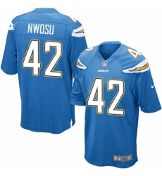 Men's Nike Los Angeles Chargers #42 Uchenna Nwosu Game Electric Blue Alternate NFL Jersey