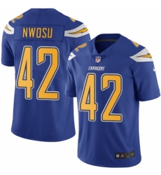 Men's Nike Los Angeles Chargers #42 Uchenna Nwosu Limited Electric Blue Rush Vapor Untouchable NFL Jerseyy