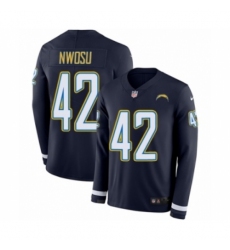 Men's Nike Los Angeles Chargers #42 Uchenna Nwosu Limited Navy Blue Therma Long Sleeve NFL Jersey