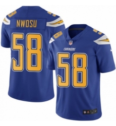 Men's Nike Los Angeles Chargers #58 Uchenna Nwosu Elite Electric Blue Rush Vapor Untouchable NFL Jersey