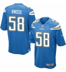 Men's Nike Los Angeles Chargers #58 Uchenna Nwosu Game Electric Blue Alternate NFL Jersey