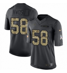 Men's Nike Los Angeles Chargers #58 Uchenna Nwosu Limited Black 2016 Salute to Service NFL Jersey