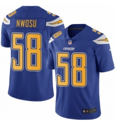 Men's Nike Los Angeles Chargers #58 Uchenna Nwosu Limited Electric Blue Rush Vapor Untouchable NFL Jersey