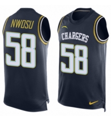 Men's Nike Los Angeles Chargers #58 Uchenna Nwosu Limited Navy Blue Player Name & Number Tank Top NFL Jersey