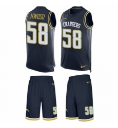 Men's Nike Los Angeles Chargers #58 Uchenna Nwosu Limited Navy Blue Tank Top Suit NFL Jersey