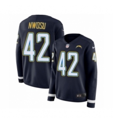 Women's Nike Los Angeles Chargers #42 Uchenna Nwosu Limited Navy Blue Therma Long Sleeve NFL Jersey