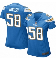 Women's Nike Los Angeles Chargers #58 Uchenna Nwosu Game Electric Blue Alternate NFL Jersey