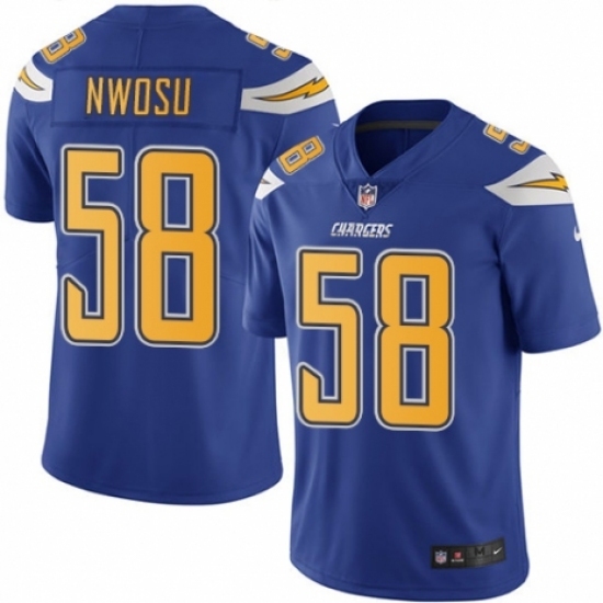 Youth Nike Los Angeles Chargers #58 Uchenna Nwosu Limited Electric Blue Rush Vapor Untouchable NFL Jersey Youth Nike Los Angeles Chargers #58 Uchenna Nwosu Limited Electric Blue Rush Vapor Untouchable NFL Jersey