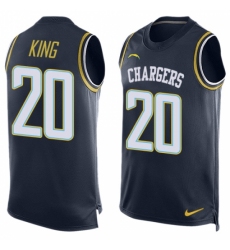 Men's Nike Los Angeles Chargers #20 Desmond King Limited Navy Blue Player Name & Number Tank Top NFL Jersey