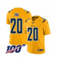 Youth Los Angeles Chargers #20 Desmond King Limited Gold Inverted Legend 100th Season Football Jersey