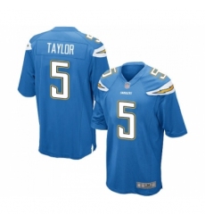 Men's Los Angeles Chargers #5 Tyrod Taylor Game Electric Blue Alternate Football Jersey