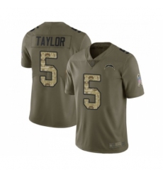 Men's Los Angeles Chargers #5 Tyrod Taylor Limited Olive Camo 2017 Salute to Service Football Jersey