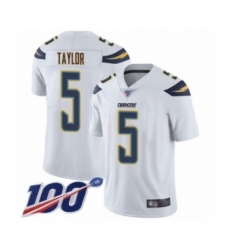 Men's Los Angeles Chargers #5 Tyrod Taylor White Vapor Untouchable Limited Player 100th Season Football Jersey