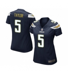 Women's Los Angeles Chargers #5 Tyrod Taylor Game Navy Blue Team Color Football Jersey
