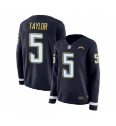 Women's Los Angeles Chargers #5 Tyrod Taylor Limited Navy Blue Therma Long Sleeve Football Jersey