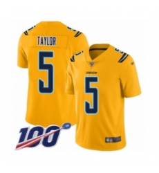 Youth Los Angeles Chargers #5 Tyrod Taylor Limited Gold Inverted Legend 100th Season Football Jersey