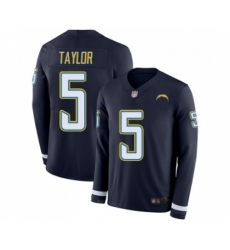 Youth Los Angeles Chargers #5 Tyrod Taylor Limited Navy Blue Therma Long Sleeve Football Jersey
