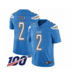 Men's Los Angeles Chargers #2 Easton Stick Electric Blue Alternate Vapor Untouchable Limited Player 100th Season Football Jersey
