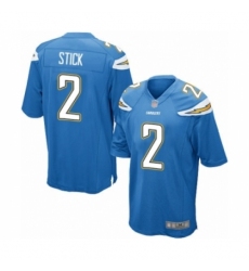 Men's Los Angeles Chargers #2 Easton Stick Game Electric Blue Alternate Football Jersey