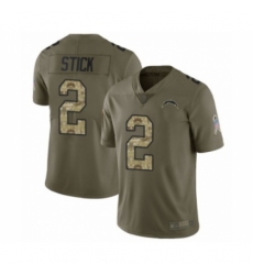 Men's Los Angeles Chargers #2 Easton Stick Limited Olive Camo 2017 Salute to Service Football Jersey