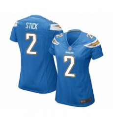 Women's Los Angeles Chargers #2 Easton Stick Game Electric Blue Alternate Football Jersey