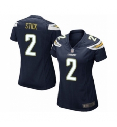 Women's Los Angeles Chargers #2 Easton Stick Game Navy Blue Team Color Football Jersey