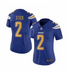 Women's Los Angeles Chargers #2 Easton Stick Limited Electric Blue Rush Vapor Untouchable Football Jersey