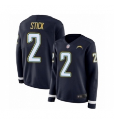 Women's Los Angeles Chargers #2 Easton Stick Limited Navy Blue Therma Long Sleeve Football Jersey