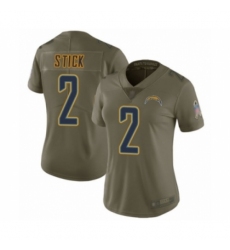 Women's Los Angeles Chargers #2 Easton Stick Limited Olive 2017 Salute to Service Football Jersey