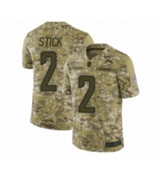Youth Los Angeles Chargers #2 Easton Stick Limited Camo 2018 Salute to Service Football Jersey