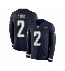 Youth Los Angeles Chargers #2 Easton Stick Limited Navy Blue Therma Long Sleeve Football Jersey