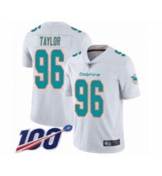 Men's Miami Dolphins #96 Vincent Taylor White Vapor Untouchable Limited Player 100th Season Football Jersey