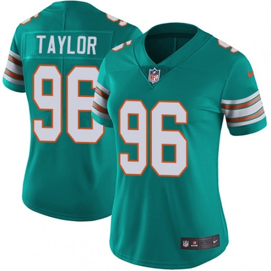 Women's Nike Miami Dolphins #96 Vincent Taylor Aqua Green Alternate Vapor Untouchable Limited Player NFL Jersey Women's Nike Miami Dolphins #96 Vincent Taylor Aqua Green Alternate Vapor Untouchable Limited Player NFL Jersey