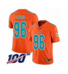 Youth Miami Dolphins #96 Vincent Taylor Limited Orange Inverted Legend 100th Season Football Jersey