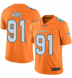 Men's Nike Miami Dolphins #91 Cameron Wake Elite Orange Rush Vapor Untouchable NFL Jersey