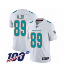 Men's Miami Dolphins #89 Dwayne Allen White Vapor Untouchable Limited Player 100th Season Football Jersey