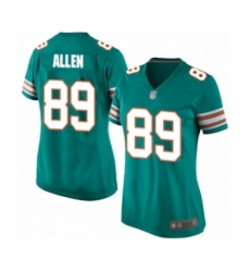 Women's Miami Dolphins #89 Dwayne Allen Game Aqua Green Alternate Football Jersey