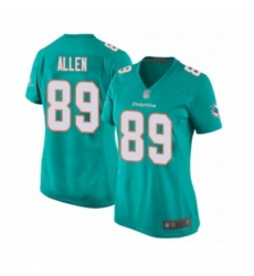 Women's Miami Dolphins #89 Dwayne Allen Game Aqua Green Team Color Football Jersey