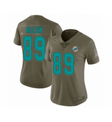Women's Miami Dolphins #89 Dwayne Allen Limited Olive 2017 Salute to Service Football Jersey