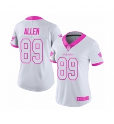 Women's Miami Dolphins #89 Dwayne Allen Limited White Pink Rush Fashion Football Jersey