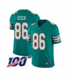 Men's Miami Dolphins #86 Mike Gesicki Aqua Green Alternate Vapor Untouchable Limited Player 100th Season Football Jersey