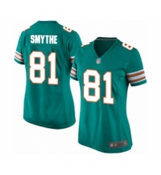 Women's Miami Dolphins #81 Durham Smythe Game Aqua Green Alternate Football Jersey