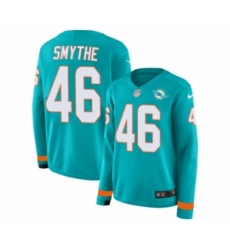 Women's Nike Miami Dolphins #46 Durham Smythe Limited Aqua Therma Long Sleeve NFL Jersey