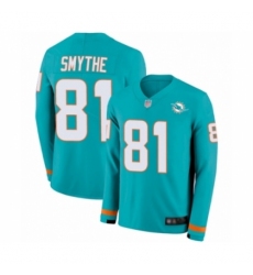 Youth Miami Dolphins #81 Durham Smythe Limited Aqua Therma Long Sleeve Football Jersey