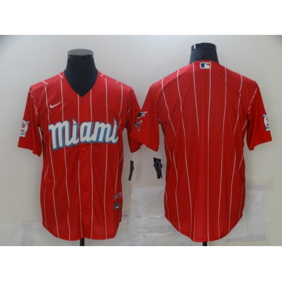 Men's Miami Marlins Blank Nike Red 2021 City Connect Replica Player Jersey