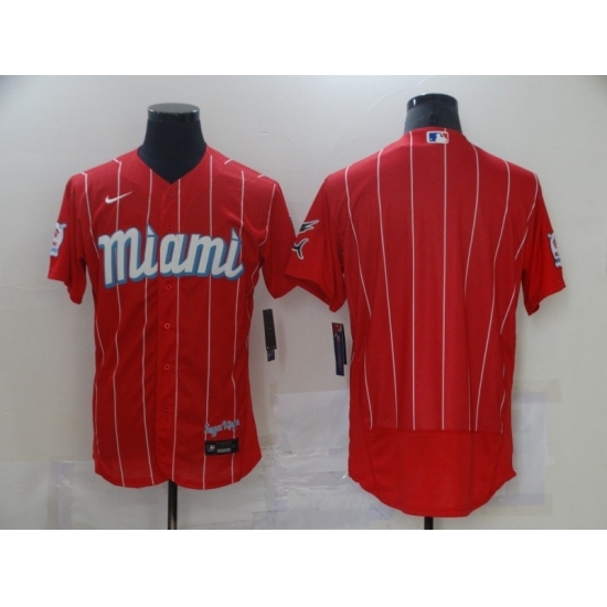 Men's Nike Miami Marlins Blank Red 2021 City Connect Replica Jersey