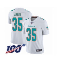 Men's Miami Dolphins #35 Walt Aikens White Vapor Untouchable Limited Player 100th Season Football Jersey