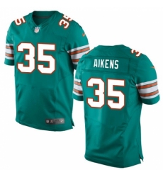 Men's Nike Miami Dolphins #35 Walt Aikens Elite Aqua Green Alternate NFL Jersey
