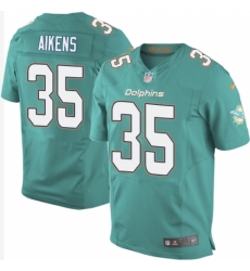 Men's Nike Miami Dolphins #35 Walt Aikens Elite Aqua Green Team Color NFL Jersey